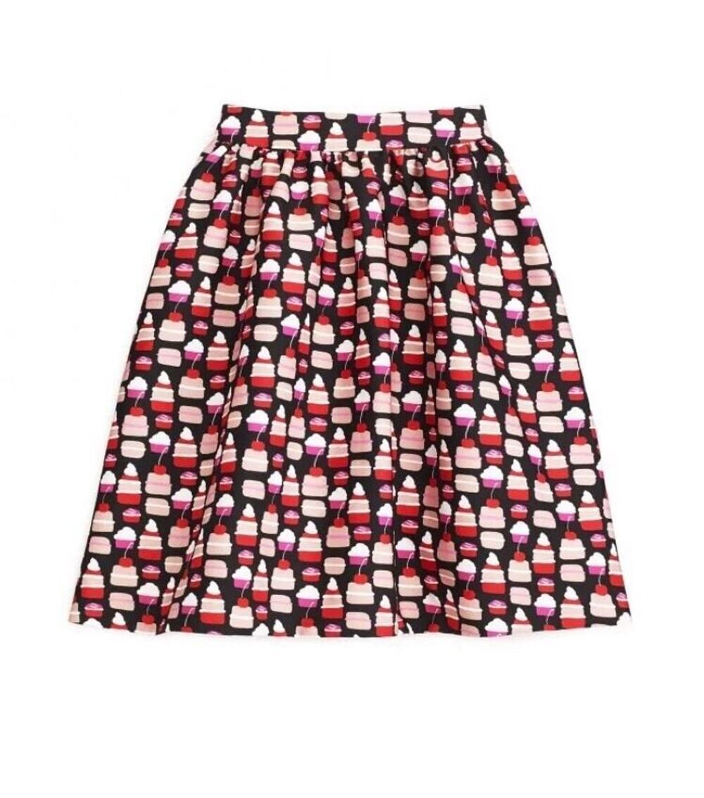 NWT Kate Spade Magnolia Petit Four Cupcake Full Skirt Black Pink $298 Sz 2 Xs